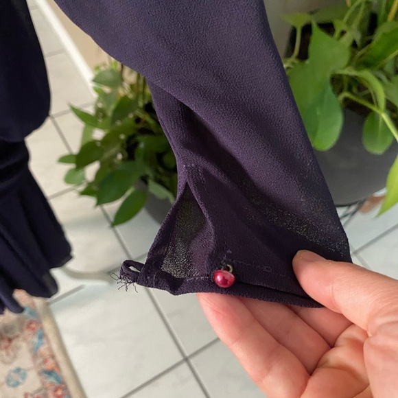 Witchy Woman Vintage Plum Eggplant Dress Beaded Stars 80s Ruched Draped Blouson - Picture 7 of 14